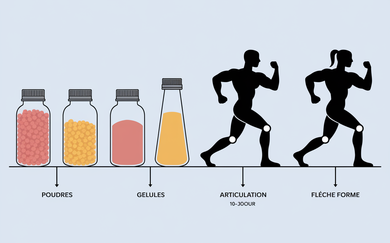 Poudre gélule liquide collagène comparatif sportif