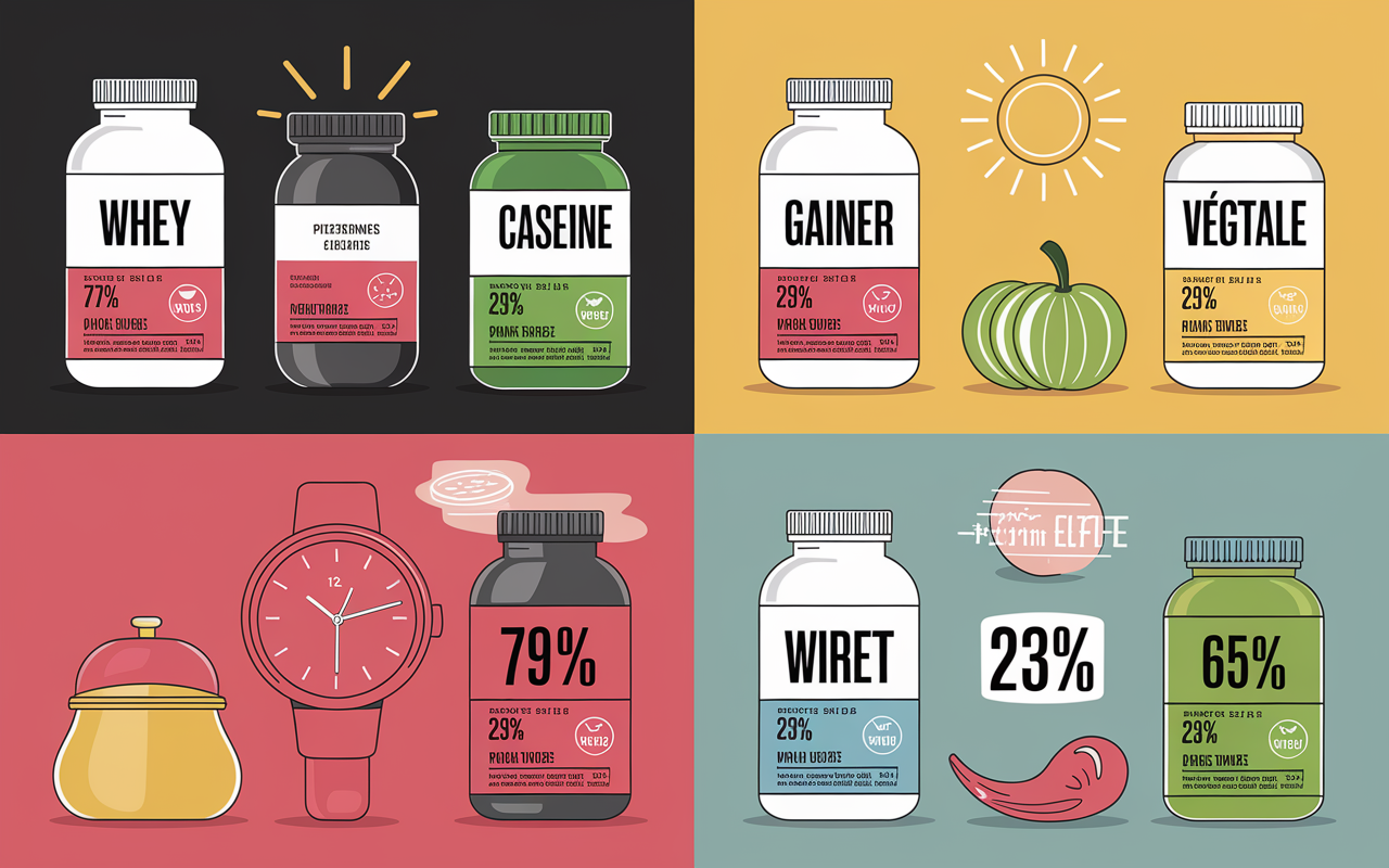 tableau types protéines whey caseine gainer vegetale