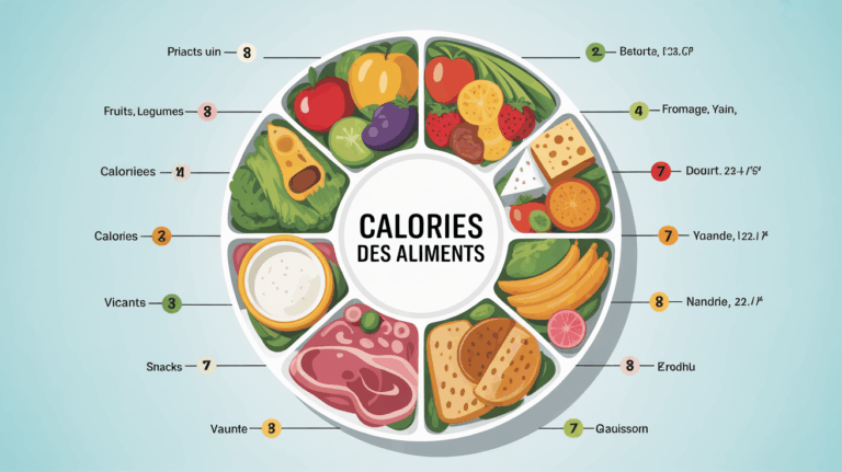 assiette aliments calories groupes vue dessus