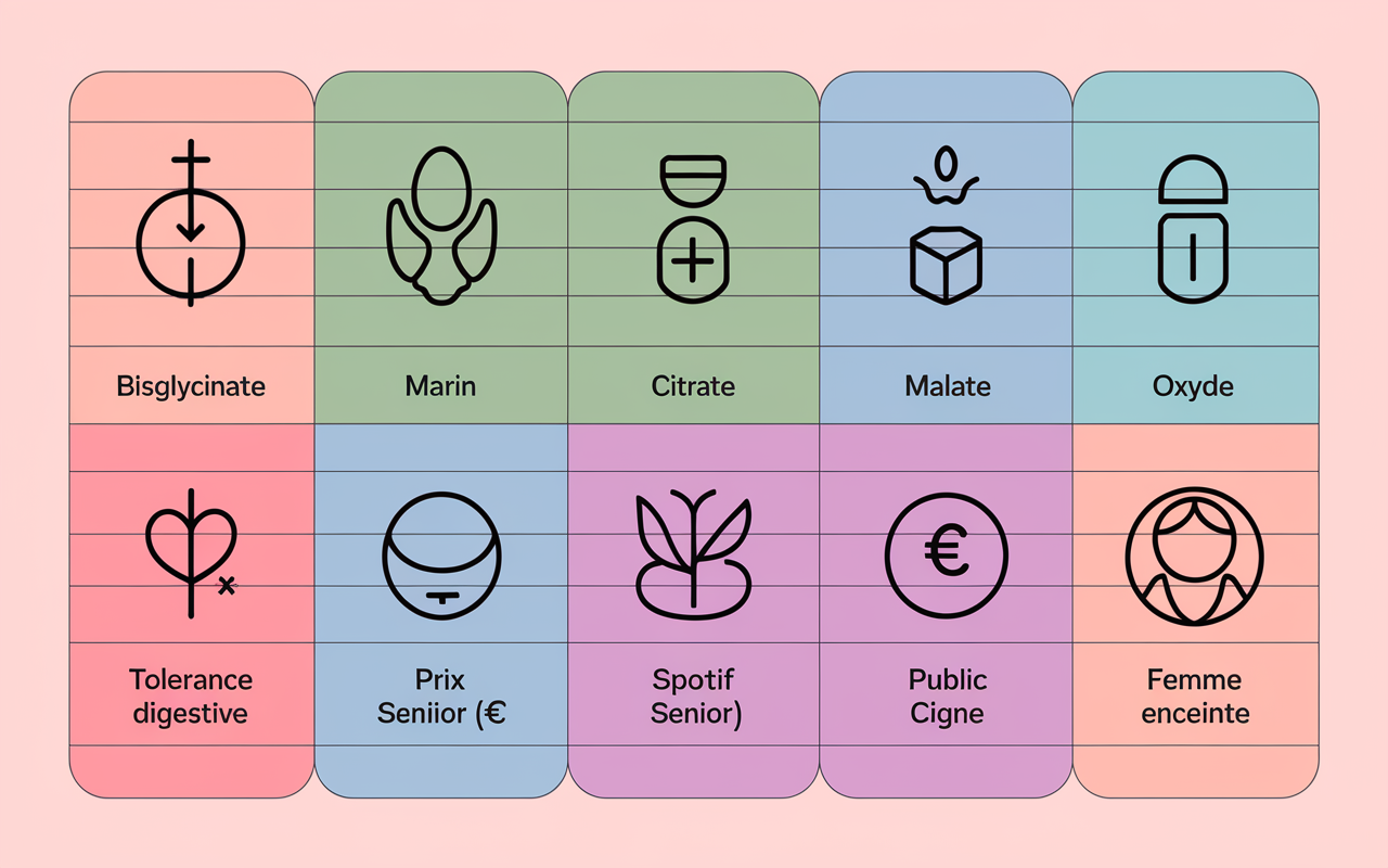 tableau visuel des principaux types de magnesium
