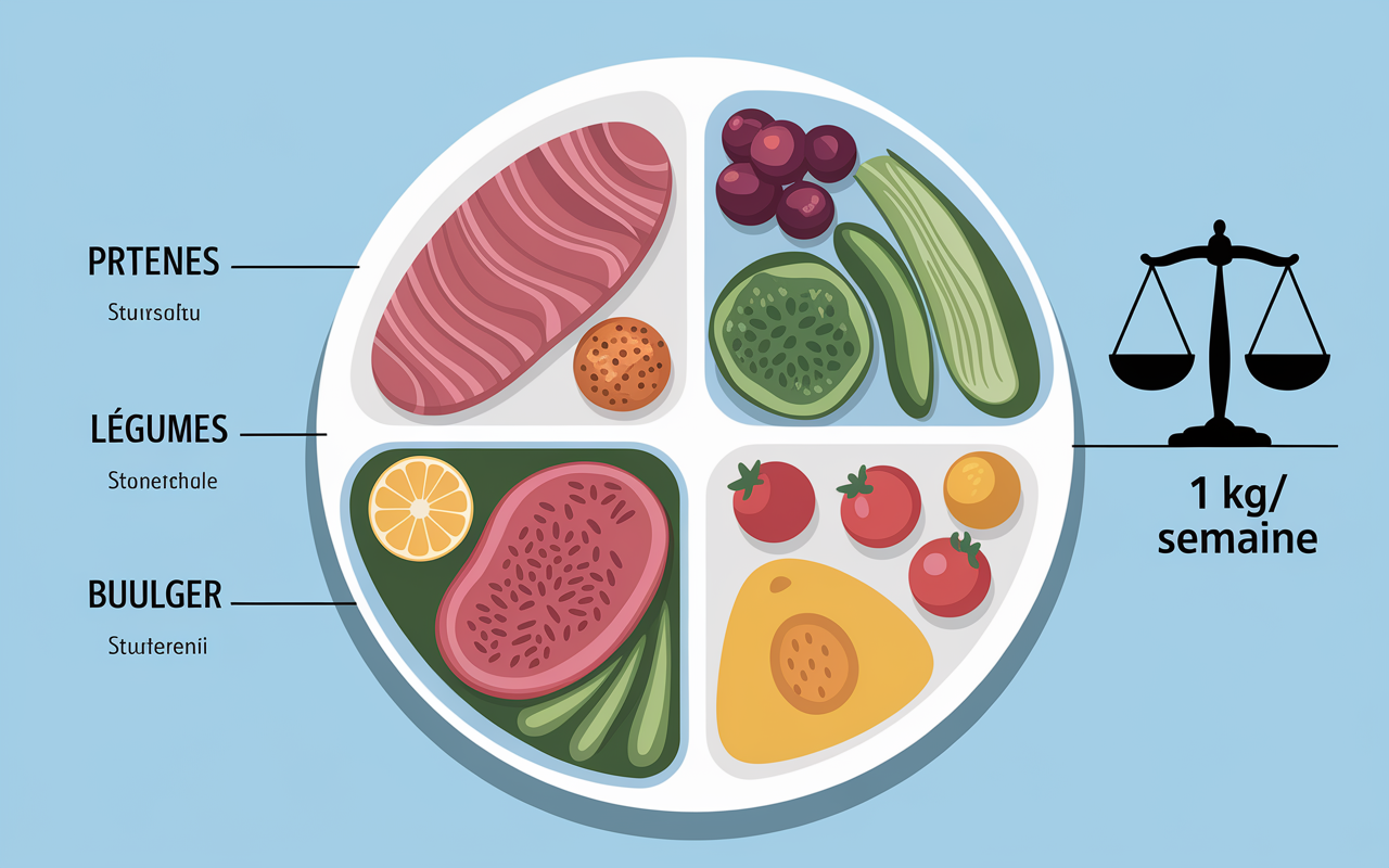 Organisation plateau menu 1200 calories semaine protéines légumes féculents