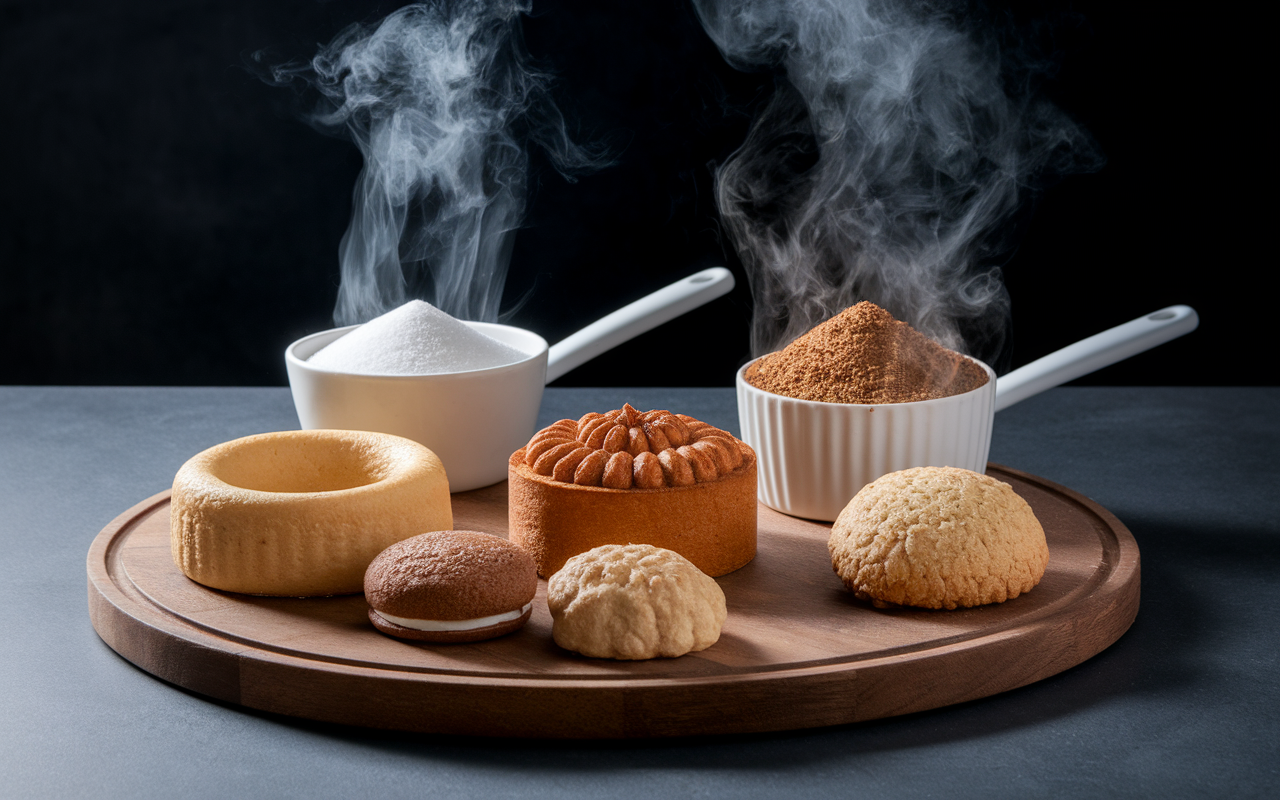 Desserts avec sucre blanc et roux applications cuisine