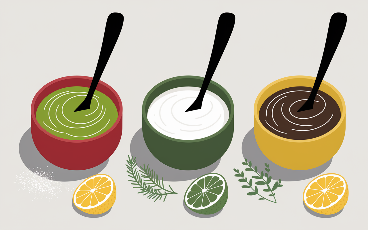 Bol de vinaigrette, yaourt et soja pour salade de riz