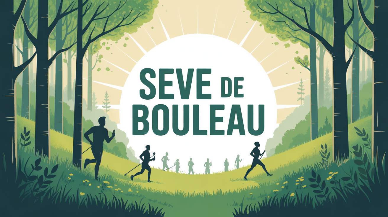 forêt de bouleaux au printemps avec sportifs et seve de bouleau