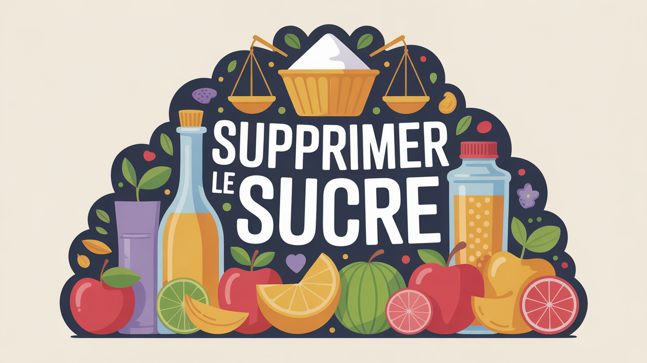 Illustration silhouette balance fruits boissons supprimer sucre