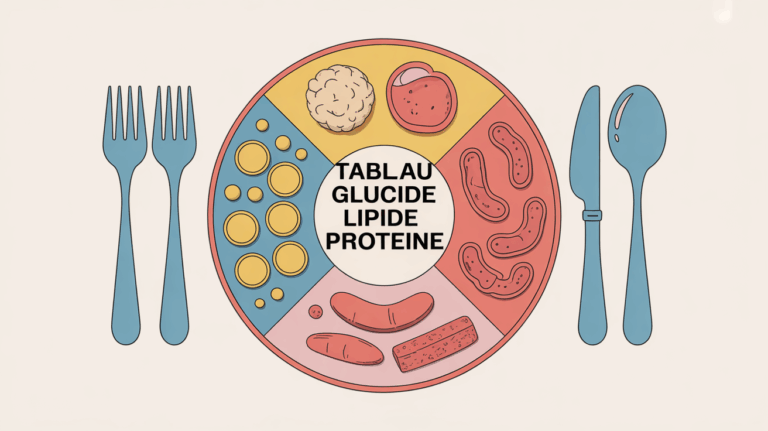 assiette équilibrée divisée glucides lipides protéines