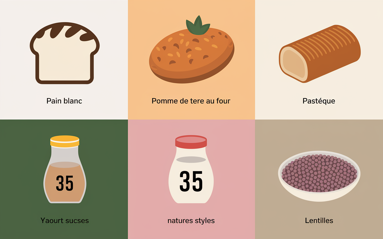 tableau index glycémique pain pomme de terre pastèque yaourt lentilles