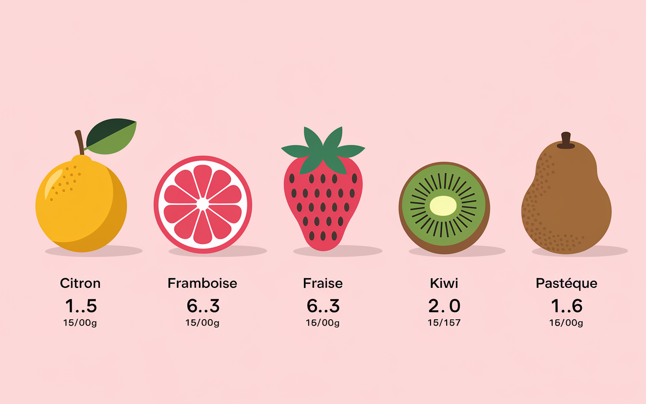 Tableau IG sucre fruits moins sucres