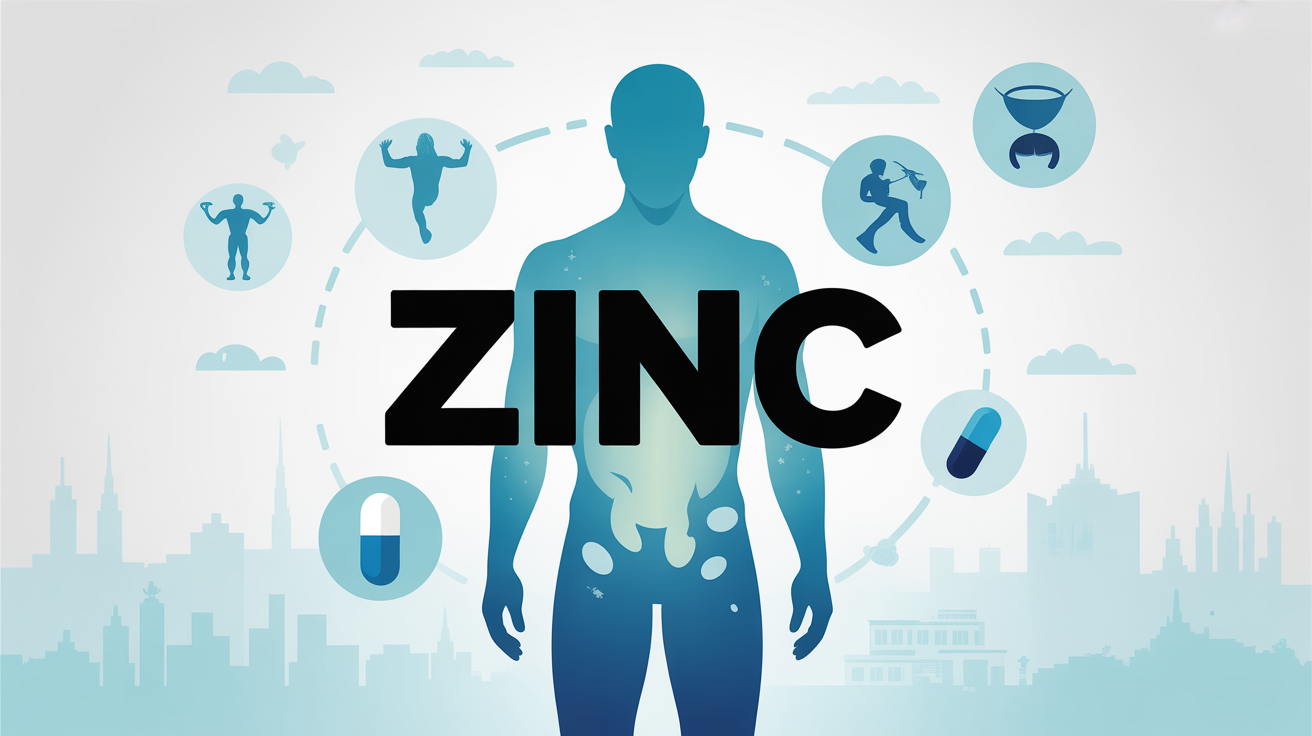 Illustration moderne zinc silhouette corps humain avec icones energie sport alimentation hormone pilule
