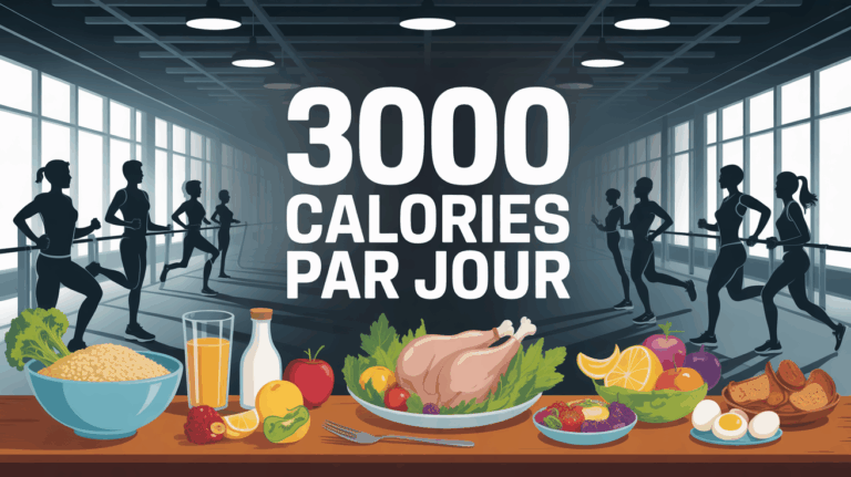 Salle de sport dynamique et table d’aliments pour 3000 calories par jour