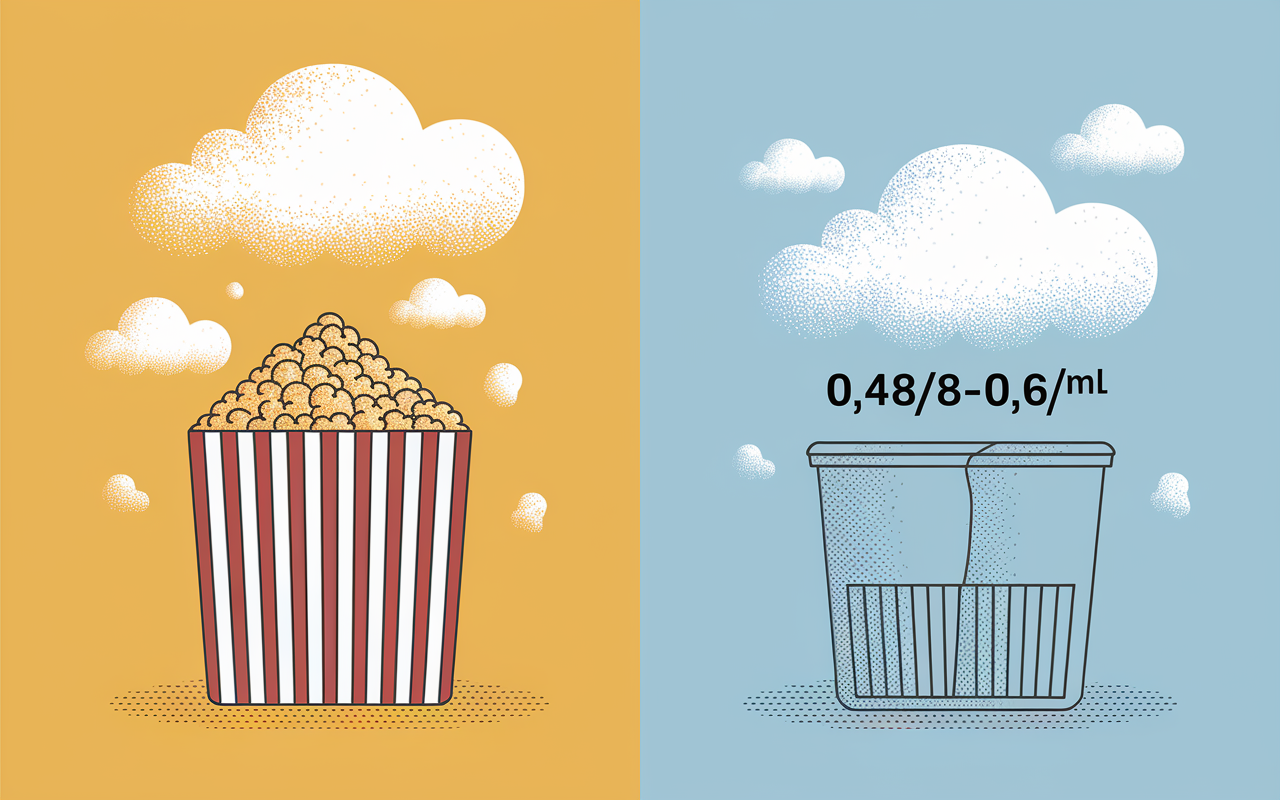 densite pop corn soufflé versus industriel