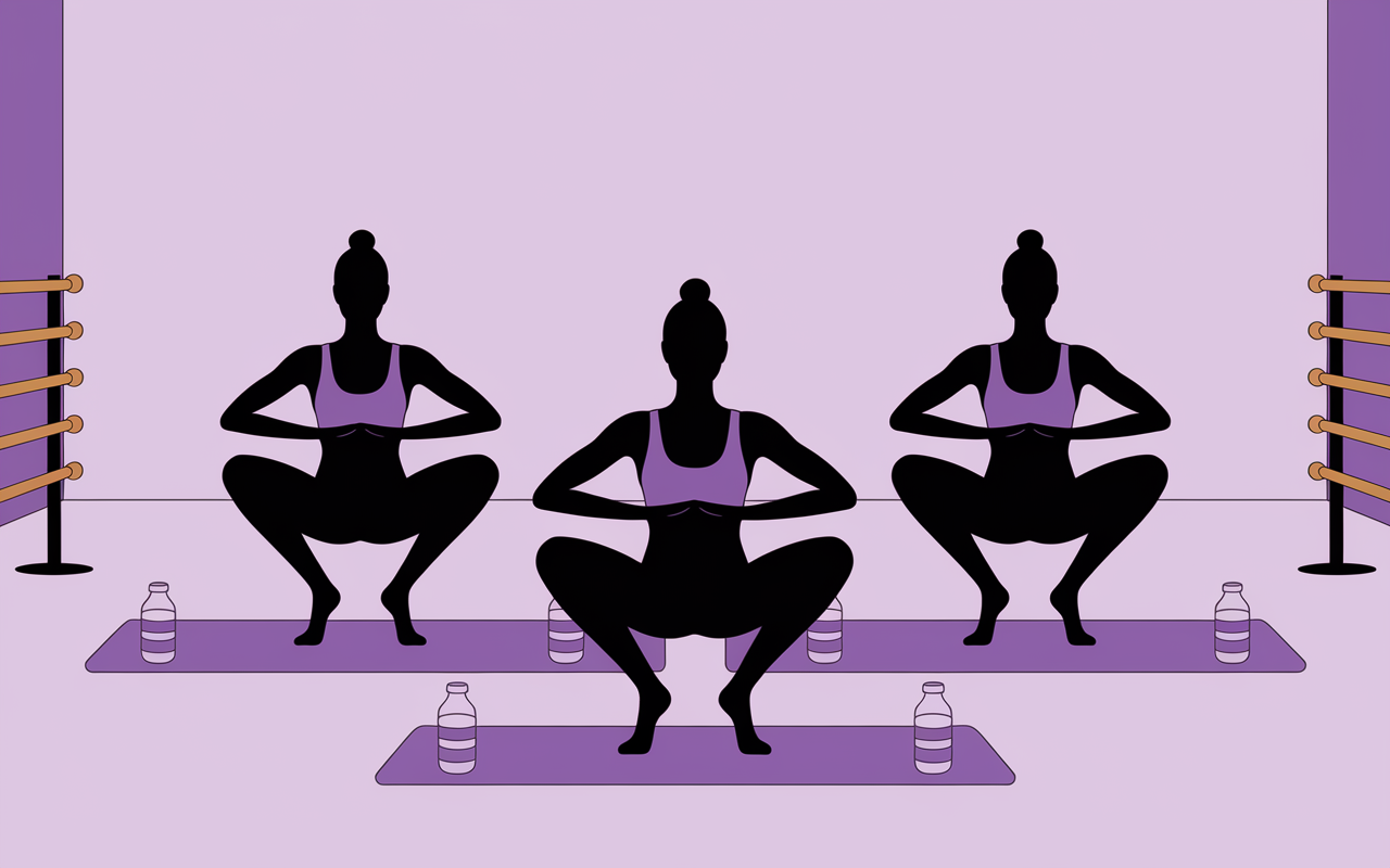 Femmes faisant squat, pompe, fente pour musculation