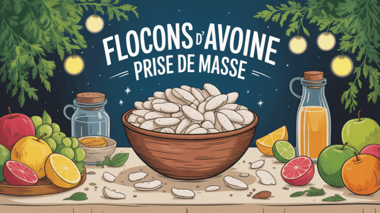 illustration bol flocons d avoine prise de masse fruits haltères