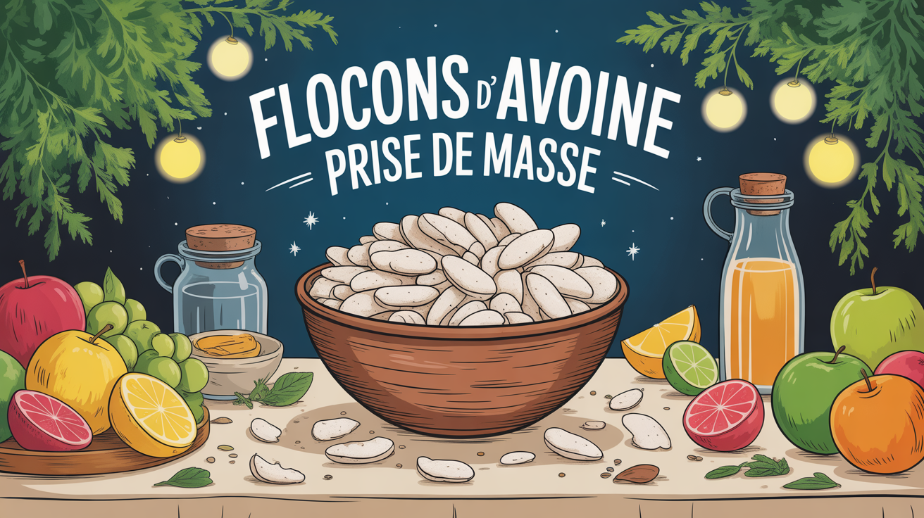 illustration bol flocons d avoine prise de masse fruits haltères