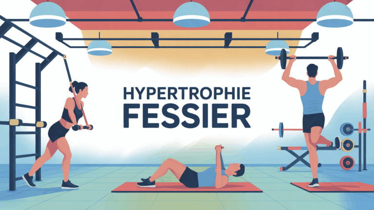 Illustration salle de sport exercices fessier hypertrophie
