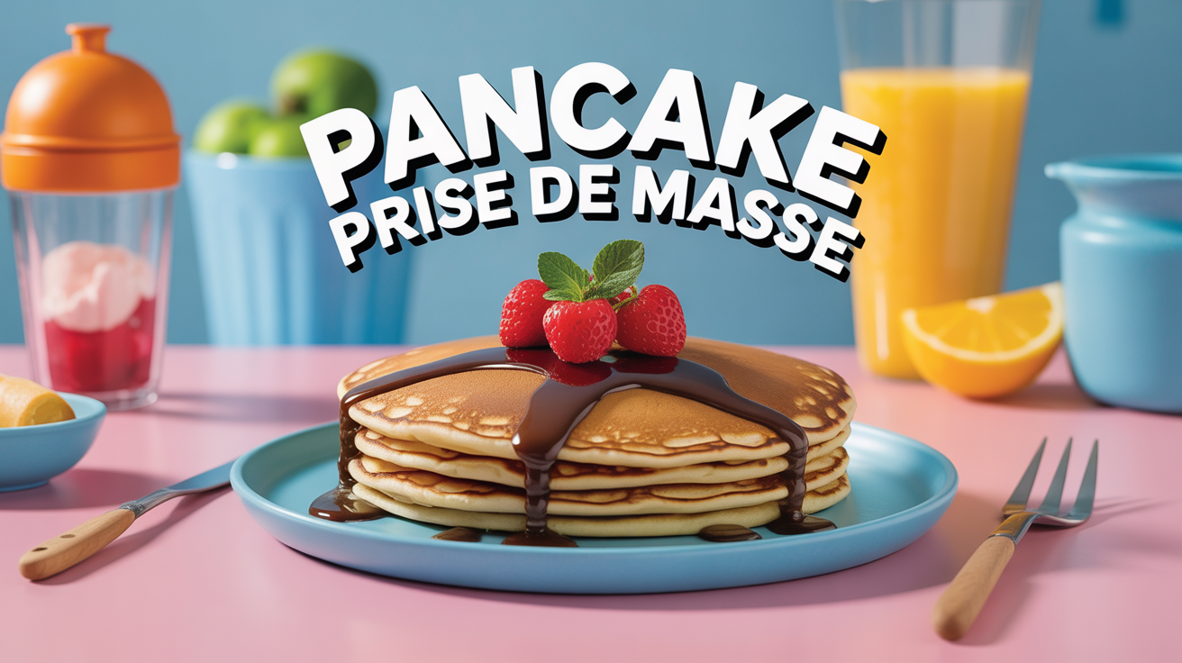 pancake prise de masse sur assiette avec haltères
