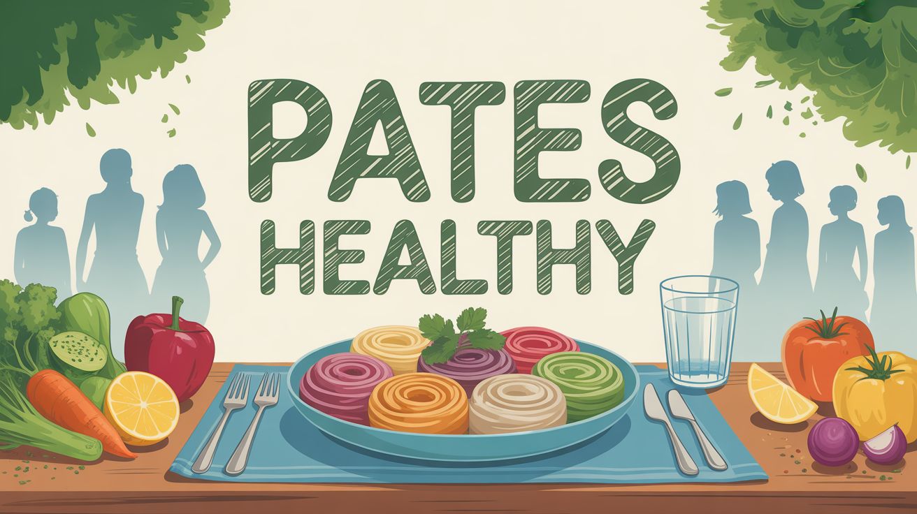 Assiette de pâtes healthy variées vue de dessus, ambiance familiale