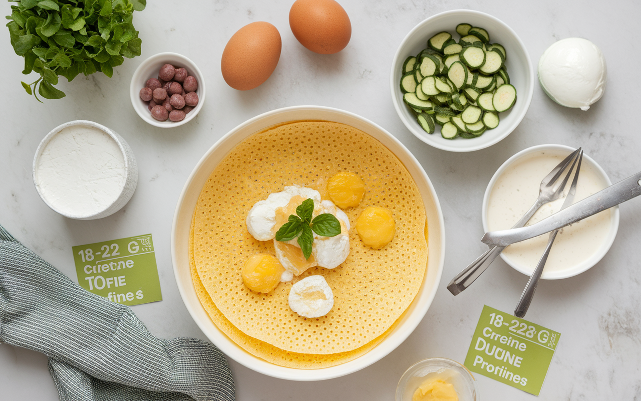 Preparation pate crepe proteinee sans whey avoine oeuf tofu