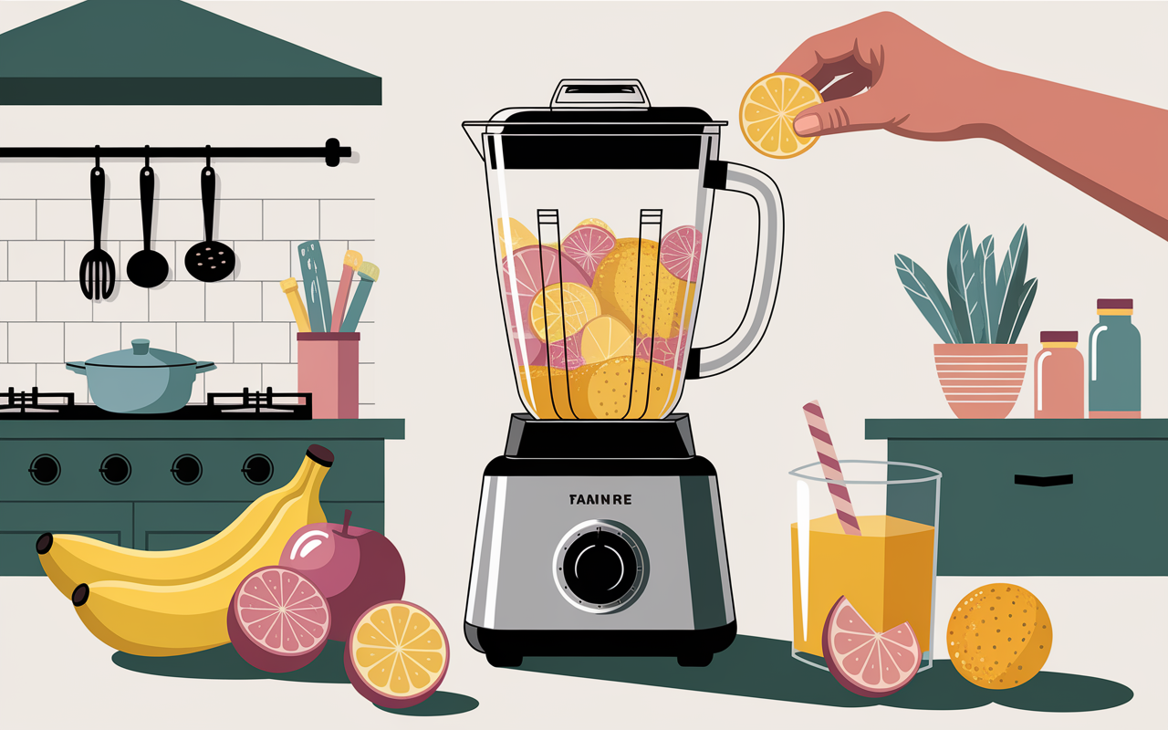 Blender préparation smoothie fruits congeles cuisine