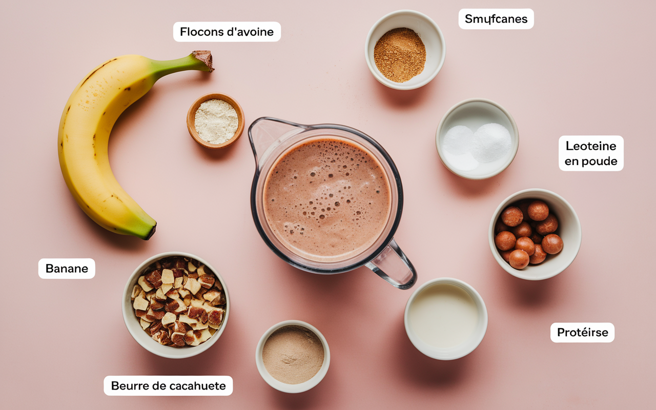 Ingrédients et quantités smoothie banane protéiné