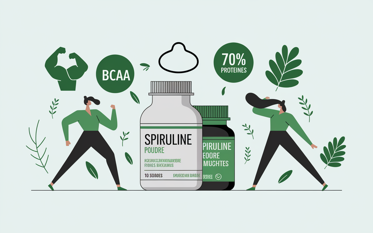 Spiruline poudre comprimés musculation protéines BCAA
