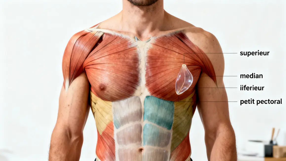Schéma anatomie pectoraux vue de face