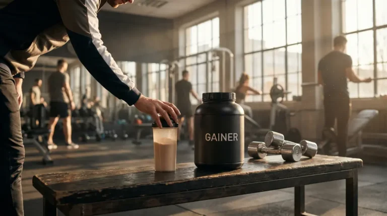 scène salle musculation shakeur gainer efficace prise de masse
