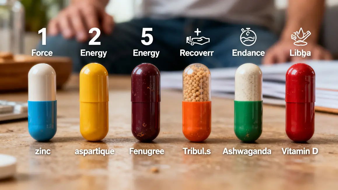 Infographie boosters testosterone zinc aspartique fenugrec
