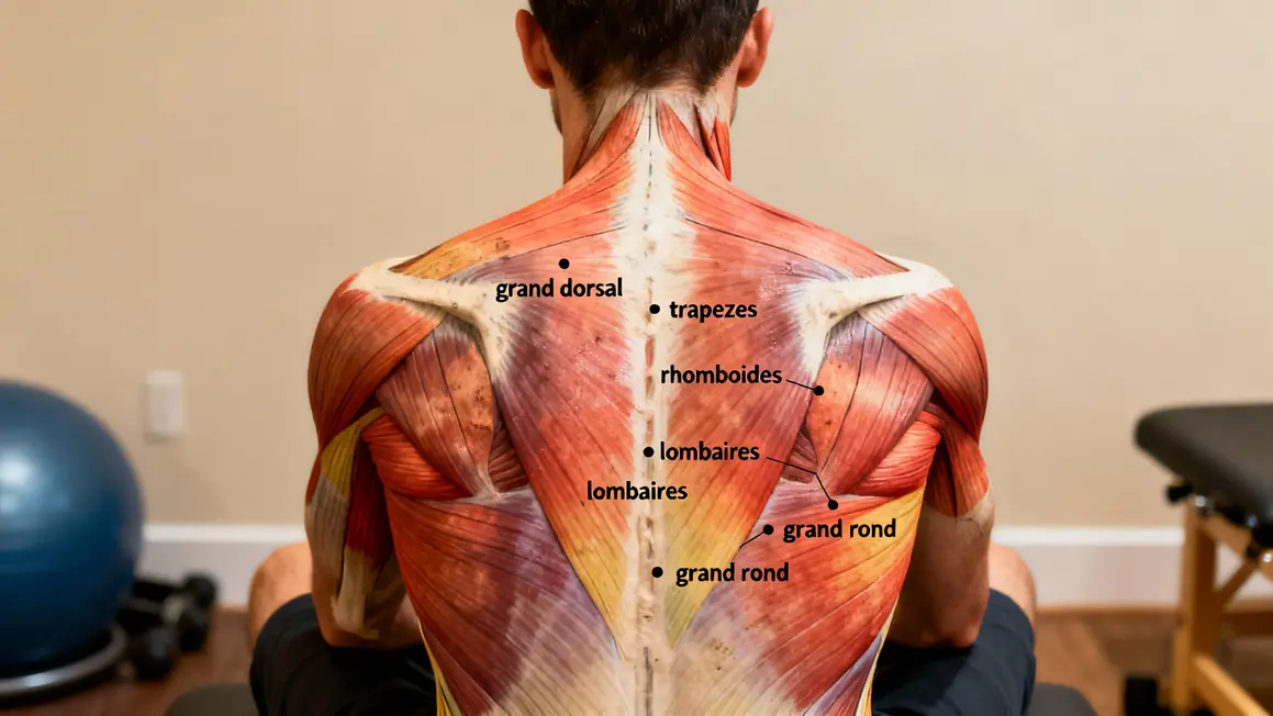 Schéma muscles dos musculation vue arrière
