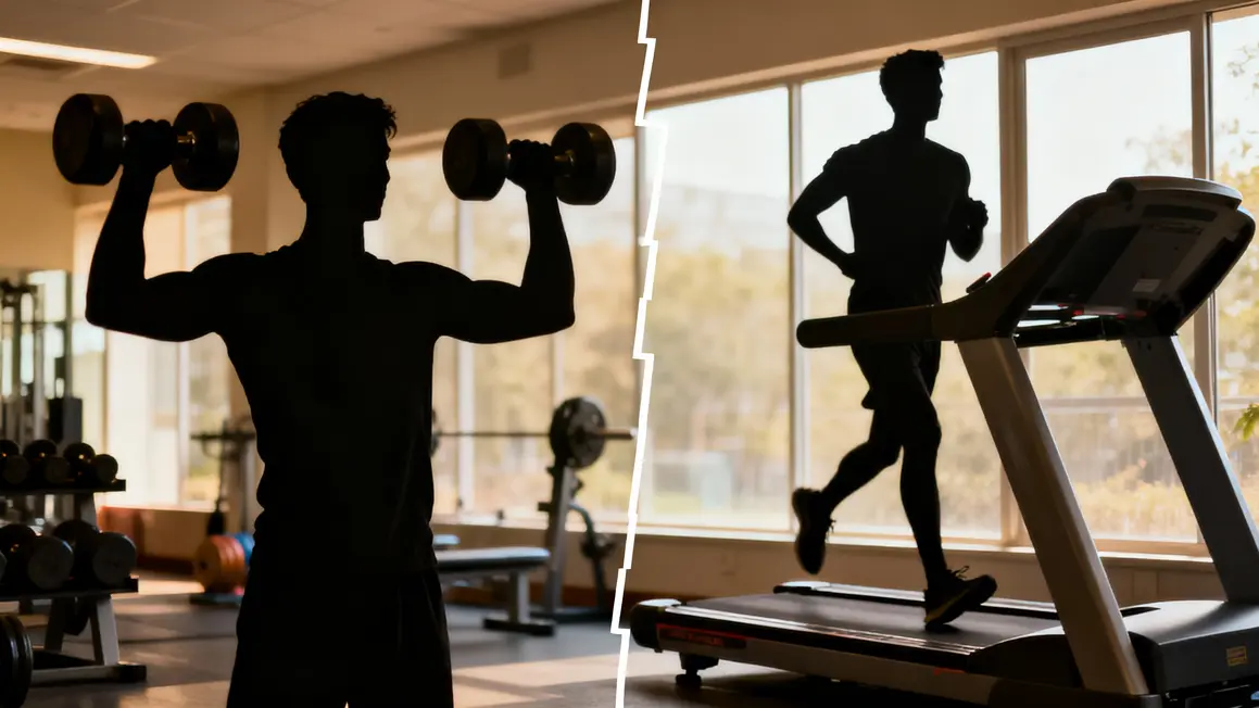 haltères et tapis de course pour cardio et musculation