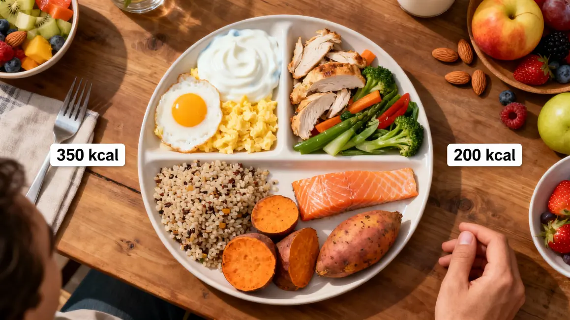 Assiette repas équilibré maman sport portion kcal
