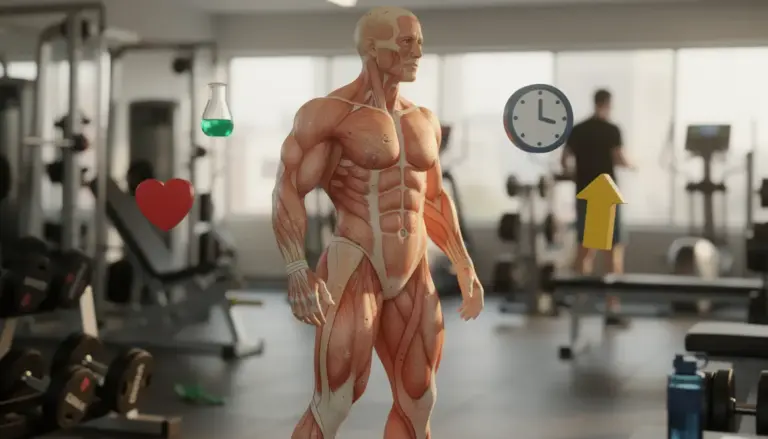 corps stylisé, zones muscles et graisses, hormones flottantes