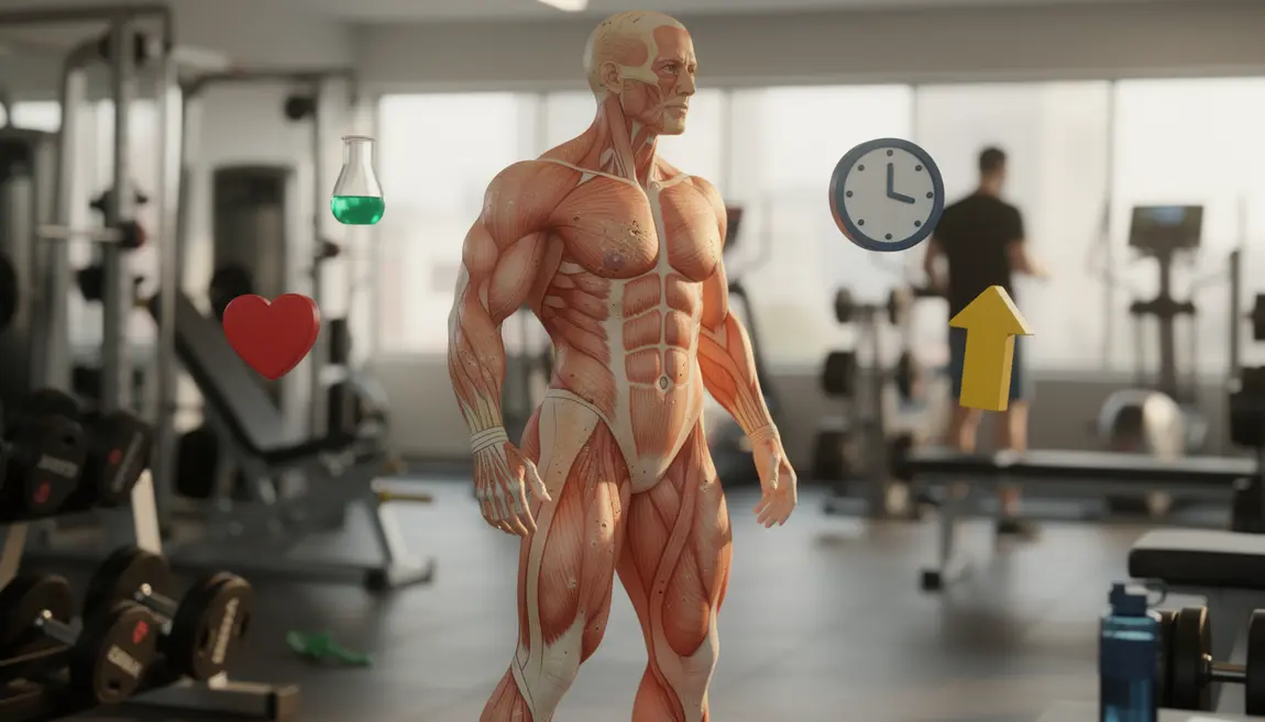 corps stylisé, zones muscles et graisses, hormones flottantes