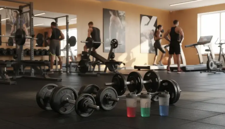 Salle de sport moderne musculation preworkout
