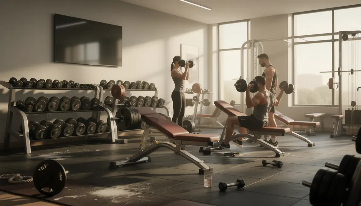 Salle de musculation silhouettes entraînement hormones croissance
