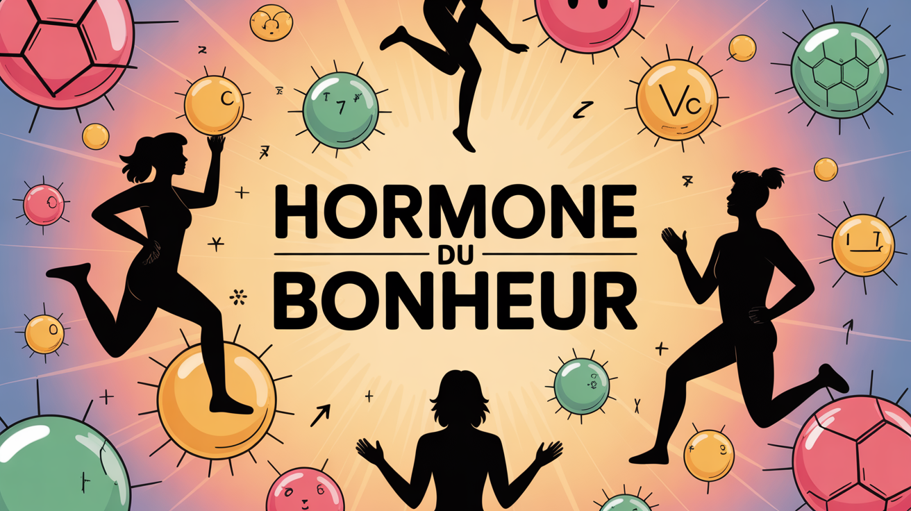 Illustration hormone du bonheur sport colorée positive