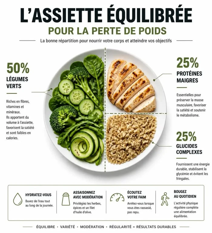 Composition d'une assiette équilibrée pour savoir quoi manger en régime