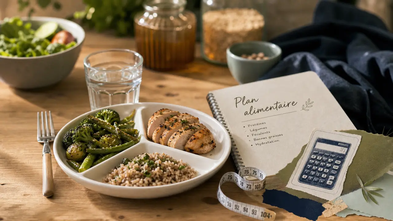 Plan alimentaire pour perte de poids : assiette équilibrée et verre d’eau