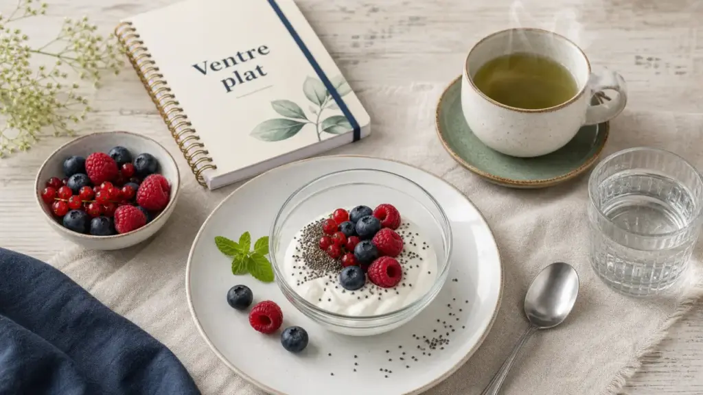 Recette pour maigrir le ventre : skyr aux graines de chia, thé vert et eau