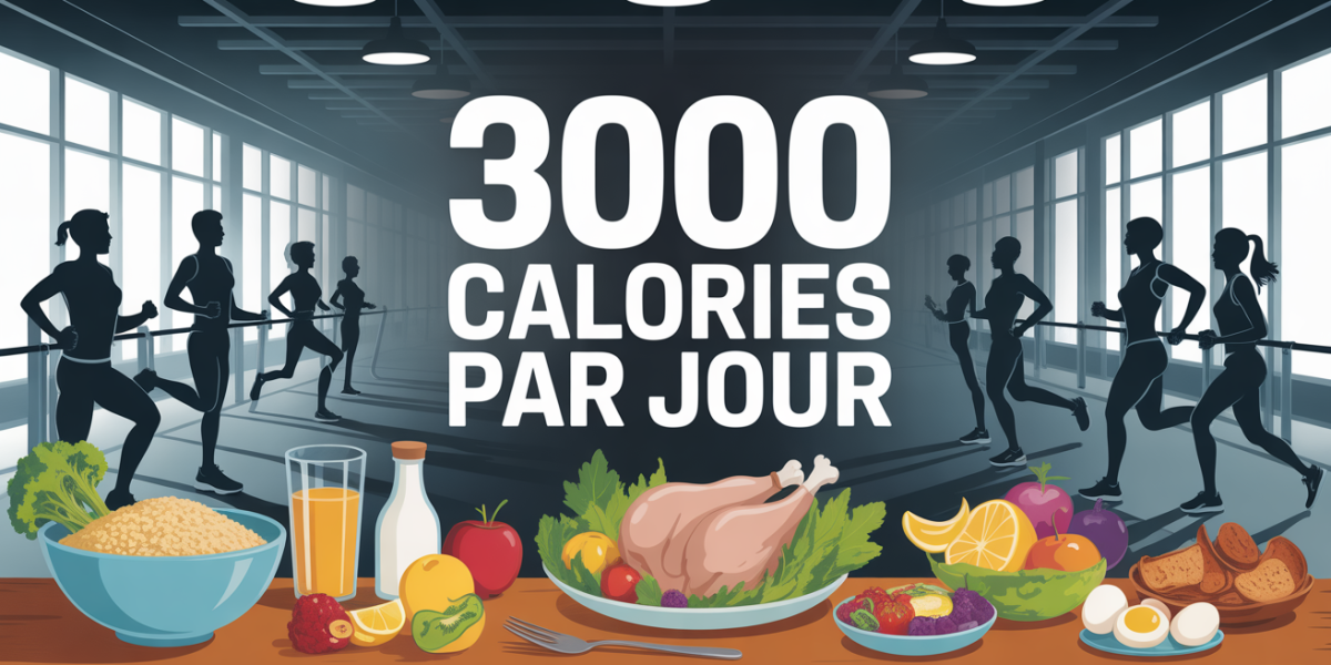 Salle de sport dynamique et table d’aliments pour 3000 calories par jour