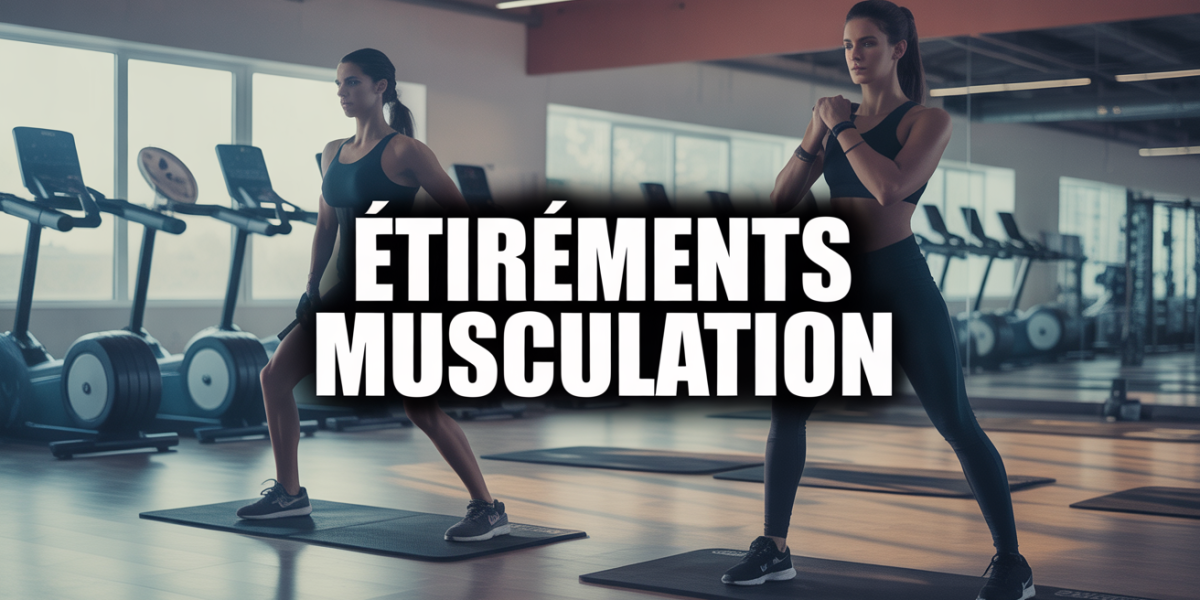 Etirements musculation salle de sport silhouettes progression