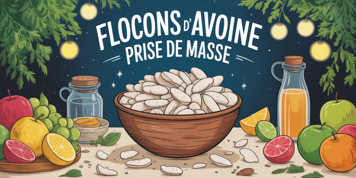 illustration bol flocons d avoine prise de masse fruits haltères