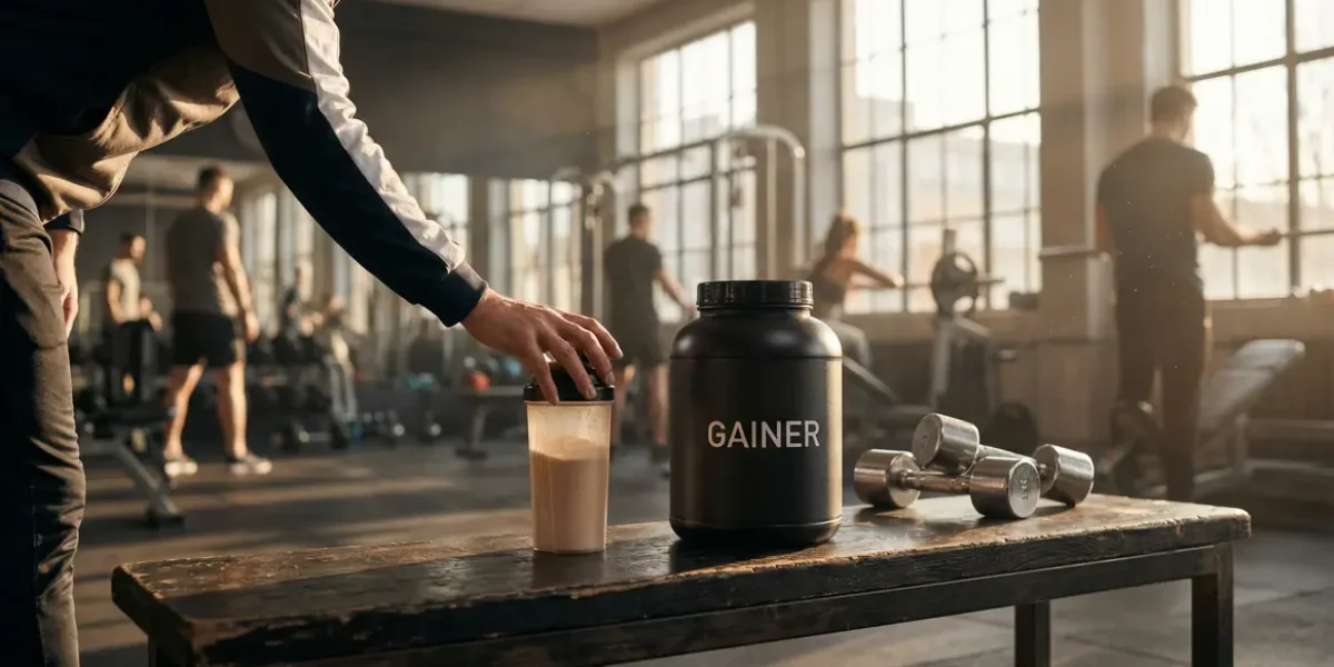 scène salle musculation shakeur gainer efficace prise de masse