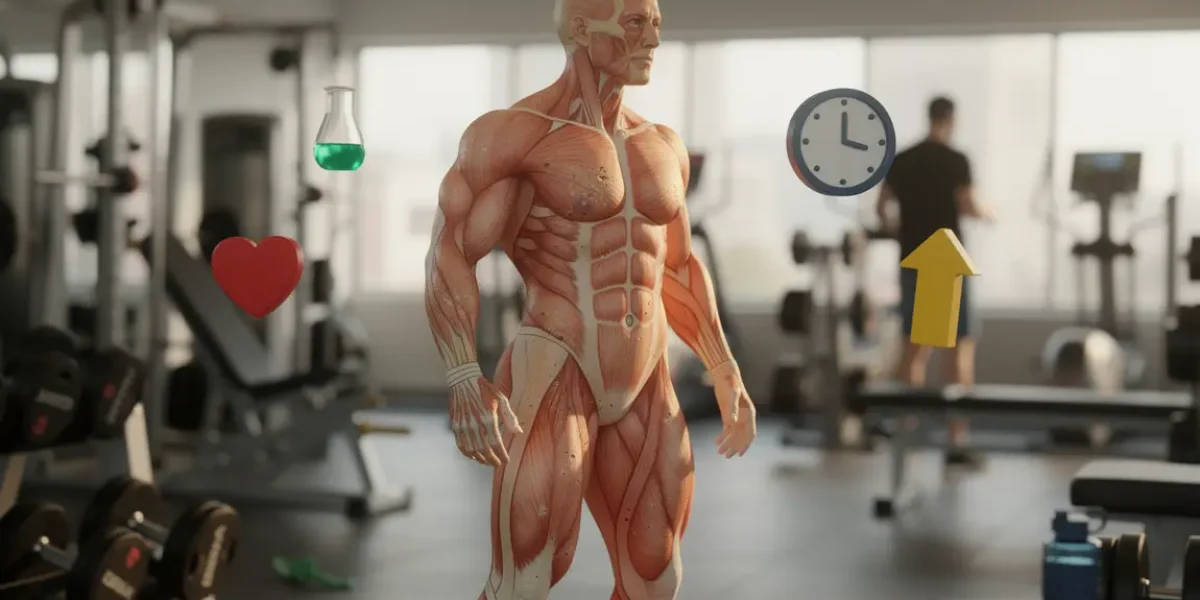 corps stylisé, zones muscles et graisses, hormones flottantes