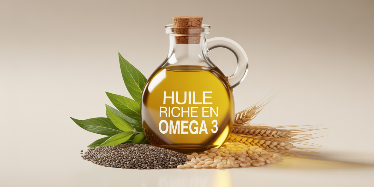 huile riche en omega 3 flacon graines chia lin perilla