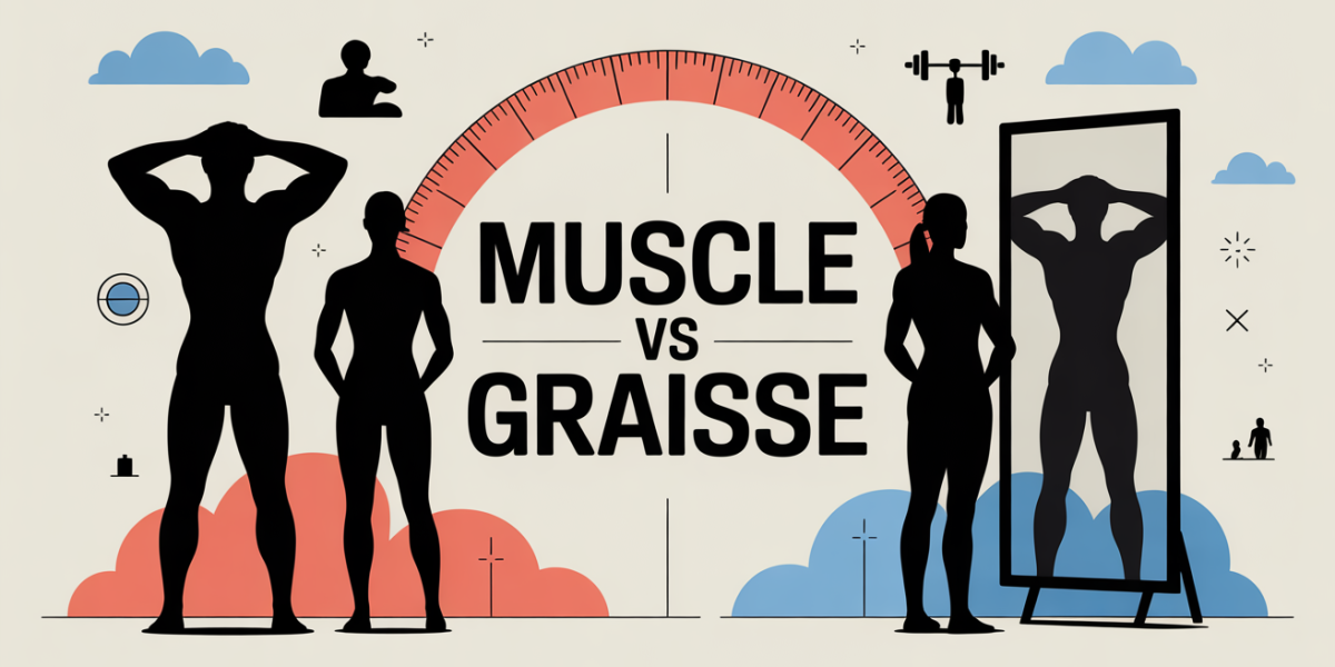 Comparatif muscle vs graisse silhouette miroir balance