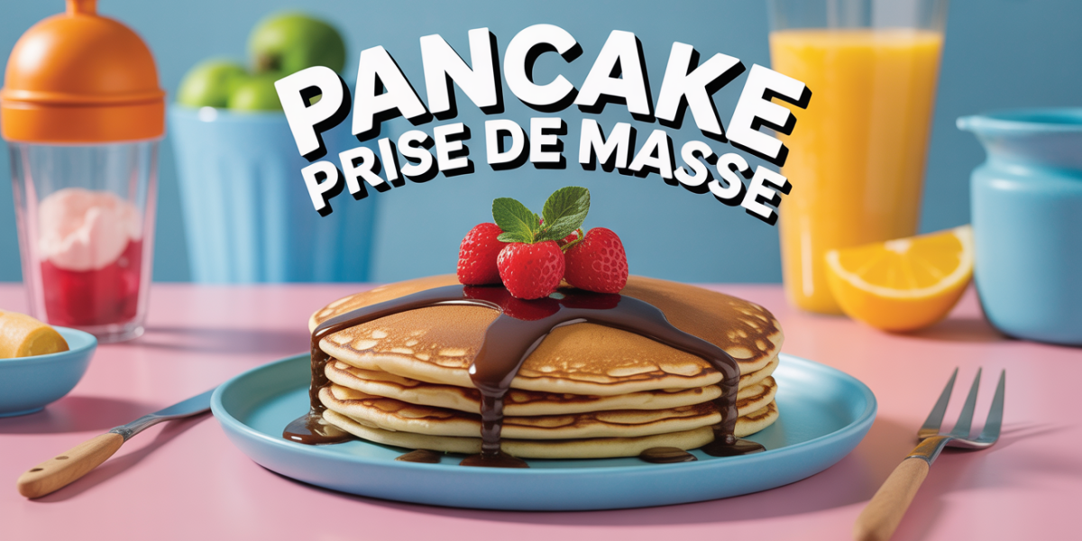 pancake prise de masse sur assiette avec haltères