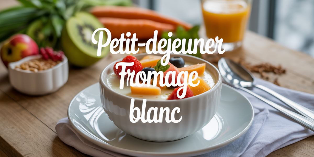 Petit déjeuner fromage blanc avec fruits frais, céréales et graines