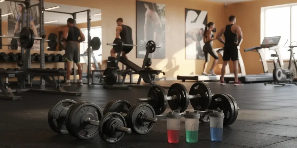 Salle de sport moderne musculation preworkout