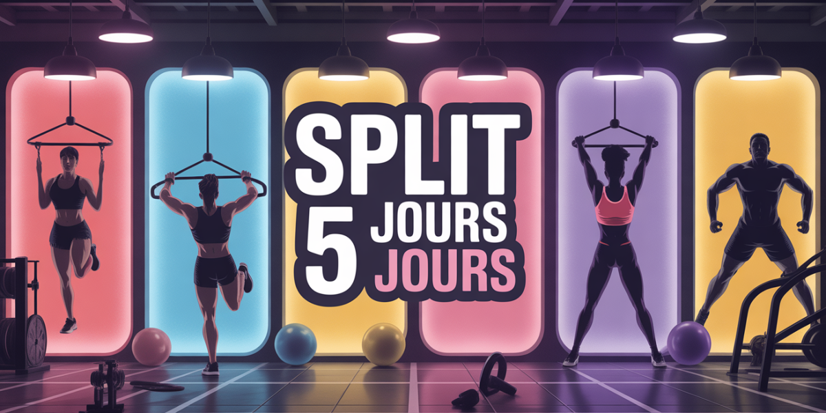 split 5 jours illustration salle de sport musculation